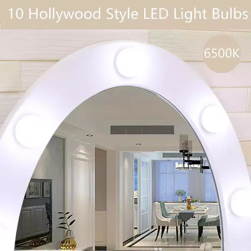 Coiffeuse moderne avec miroir LED, 5 tiroirs de rangement, tabouret moelleux, design convertible, assemblage rapide