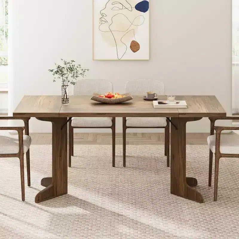 Table de salle à manger moderne 71 - 6-8 places avec pieds en bois uniques pour cuisine et salle à manger