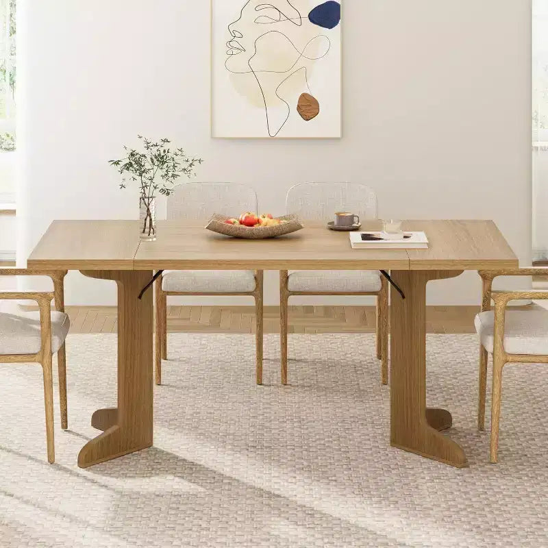 Table de salle à manger moderne 71 - 6-8 places avec pieds en bois uniques pour cuisine et salle à manger