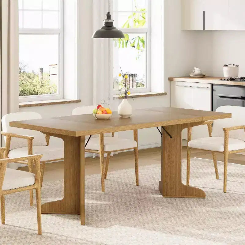 Table de salle à manger moderne 71 - 6-8 places avec pieds en bois uniques pour cuisine et salle à manger