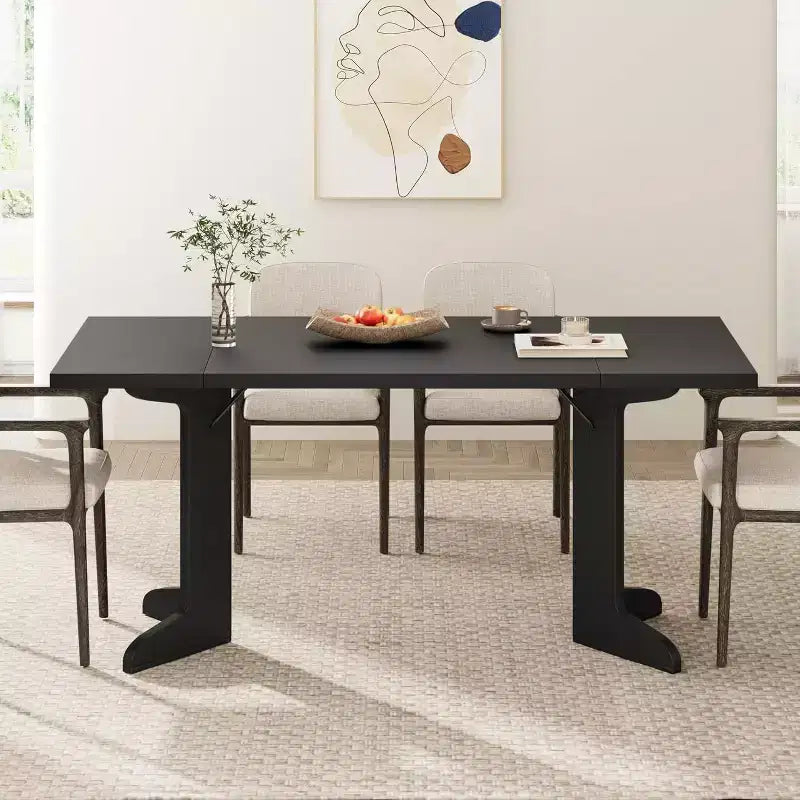 Table de salle à manger moderne 71 - 6-8 places avec pieds en bois uniques pour cuisine et salle à manger