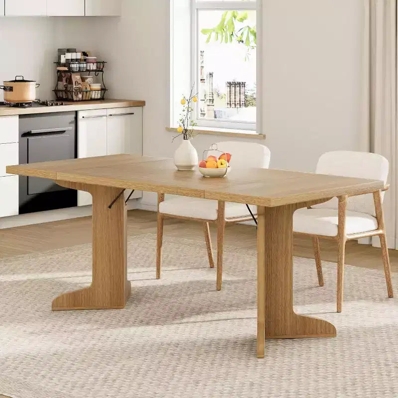 Table de salle à manger moderne 71 - 6-8 places avec pieds en bois uniques pour cuisine et salle à manger