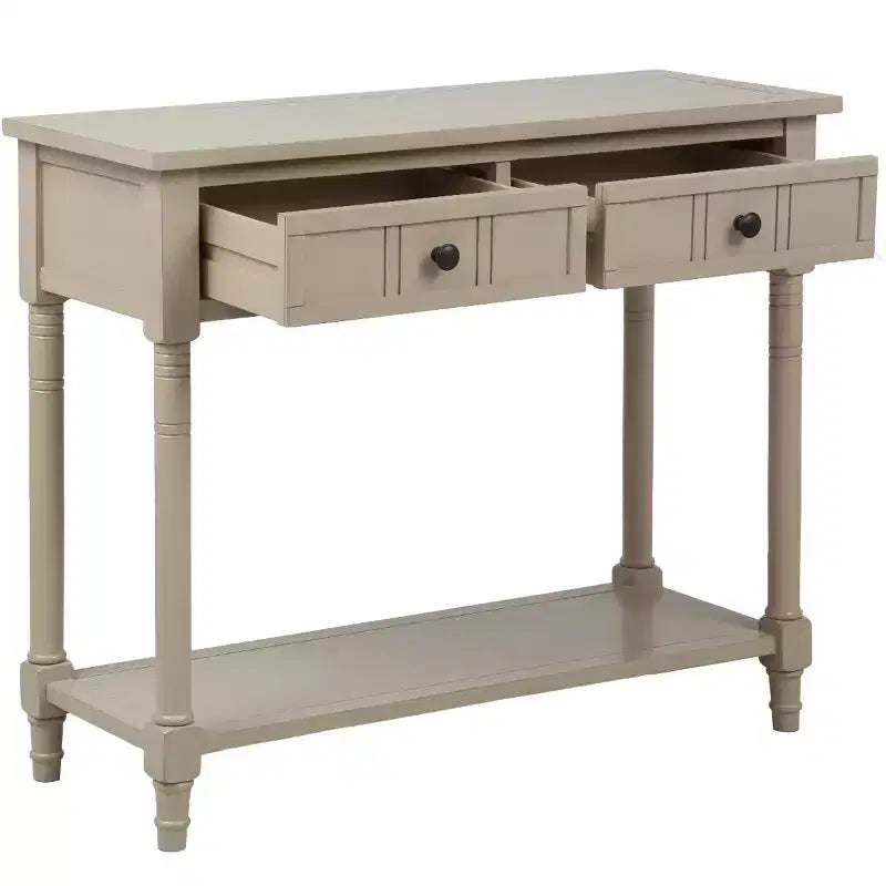 Console rustique de ferme avec 2 tiroirs et étagère inférieure pour salon