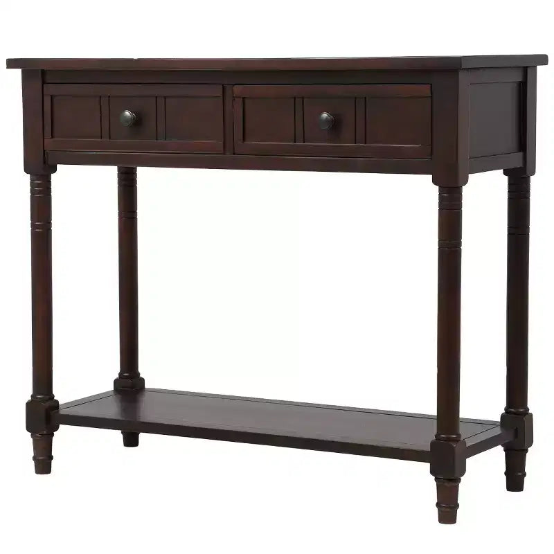 Console rustique de ferme avec 2 tiroirs et étagère inférieure pour salon