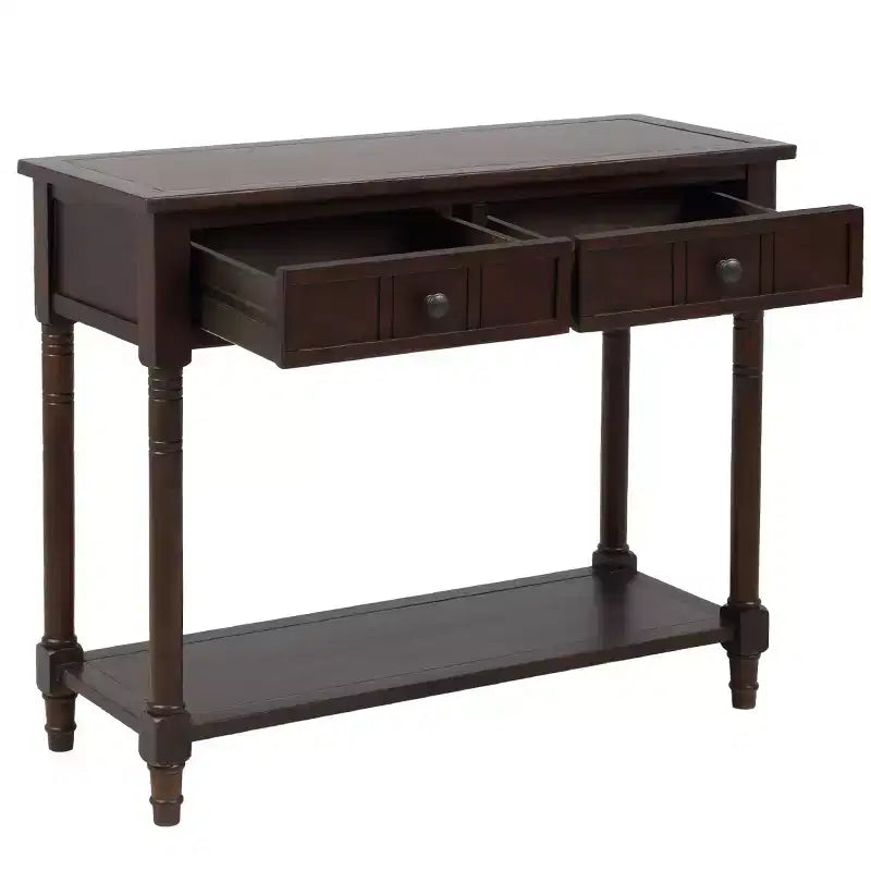 Console rustique de ferme avec 2 tiroirs et étagère inférieure pour salon