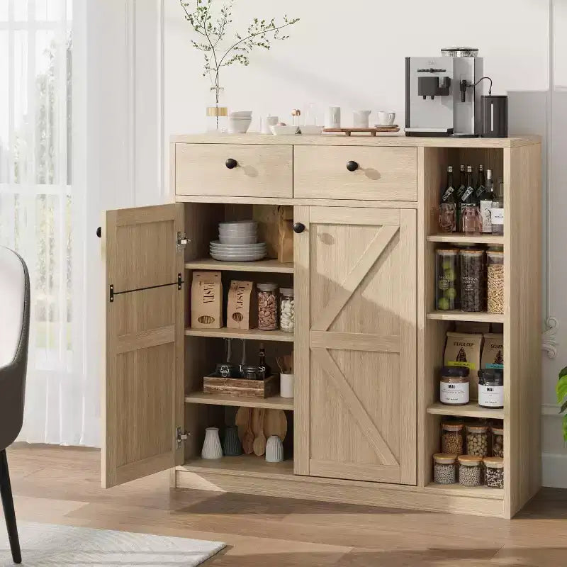 Meuble de rangement pour chaussures - Organisateur moderne avec portes, étagères réglables pour entrée, capacité de 18 à 24 paires, naturel