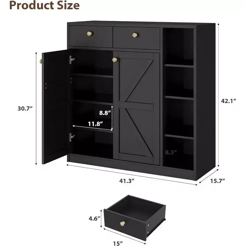 Meuble de rangement pour chaussures - Organisateur moderne avec portes, étagères réglables pour entrée, capacité de 18 à 24 paires, naturel