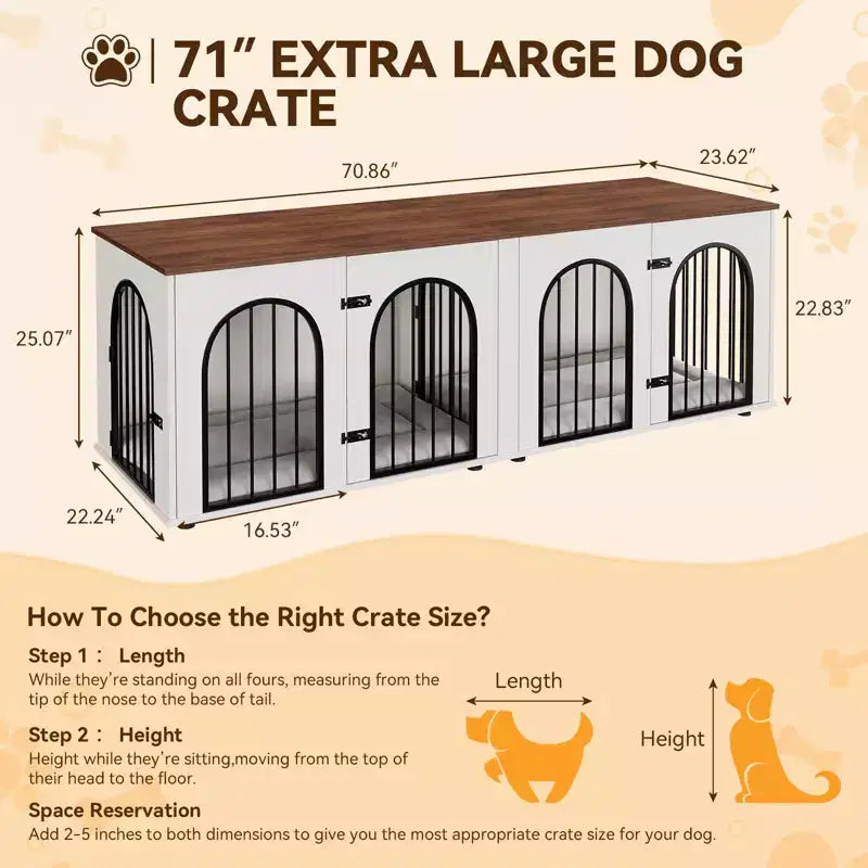 71 Meubles de cage pour chien - Niche double avec séparateur, niche en bois et meuble TV pour grands chiens