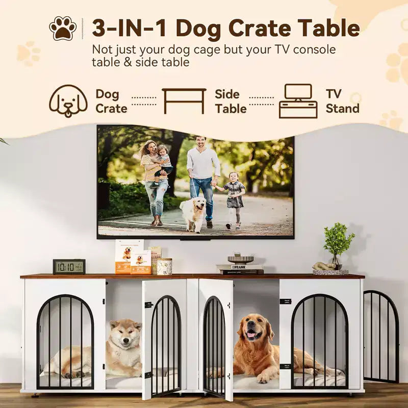 71 Meubles de cage pour chien - Niche double avec séparateur, niche en bois et meuble TV pour grands chiens