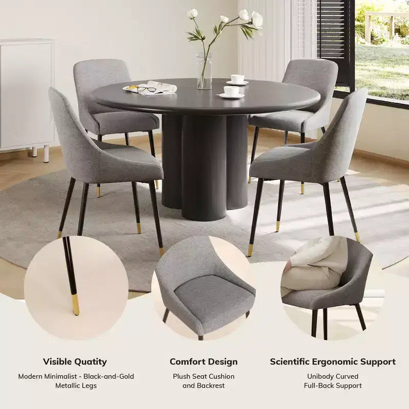 Chaise de salle à manger moderne capitonnée, chaise d'appoint de cuisine avec pieds en métal pour cuisine, salle à manger ou café