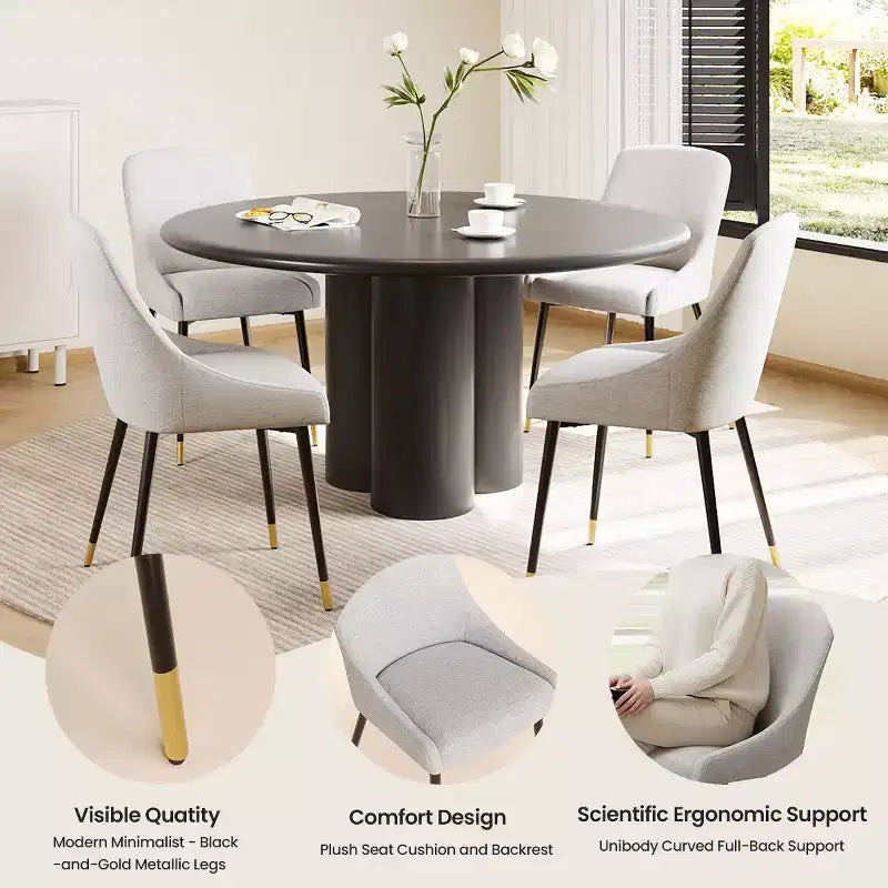 Chaise de salle à manger moderne capitonnée, chaise d'appoint de cuisine avec pieds en métal pour cuisine, salle à manger ou café