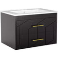 30 Floating Bathroom Vanity with Sink Combo - Ceramic Basin, 2 Soft-Close Drawers with Gold Handles, Easy Assembly