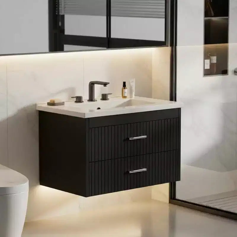 24 Floating Wall-Mounted Bathroom Vanity with Sink Combo, 2 Drawers & Storage Cabinet for Bathroom