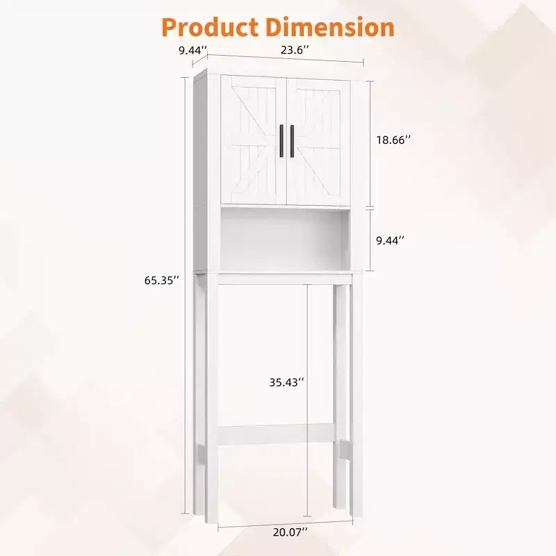 Meuble de rangement sur pied au-dessus des toilettes 2 portes style grange Porte-papier toilette Étagère de salle de bain peu encombrante avec portes
