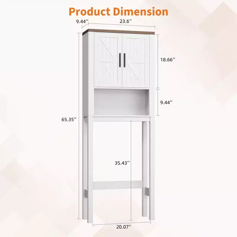 Meuble de rangement sur pied au-dessus des toilettes 2 portes style grange Porte-papier toilette Étagère de salle de bain peu encombrante avec portes