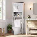 Freestanding Over the Toilet Storage Cabinet 2 Barn Doors Toilet Paper Holder Space-Saving Bathroom Organizer Shelf with Doors Shelve