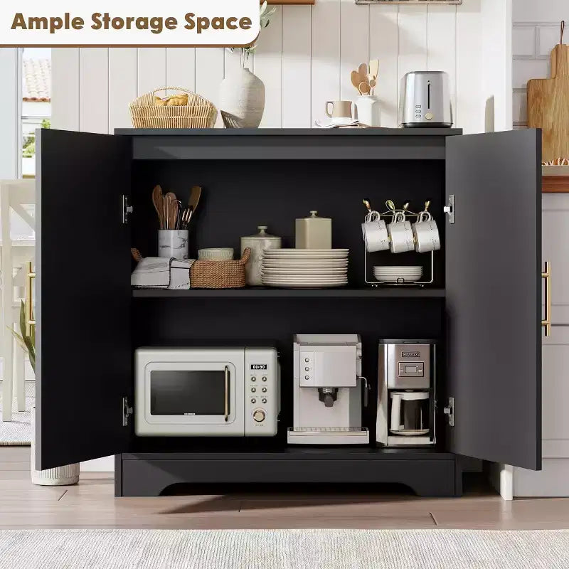 Buffet de rangement 30" avec 2 portes en rotin, grande console de rangement, meuble de bar à café moderne pour salon, salle à manger, couloir, entrée