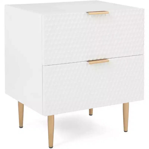 Jolie 2 Drawer Side Table White - Adore Decor