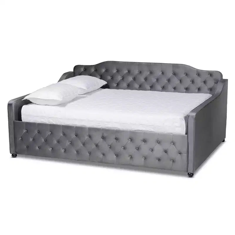 Freda Velvet Fabric Upholstered Button Tufted Daybed - Baxton Studio